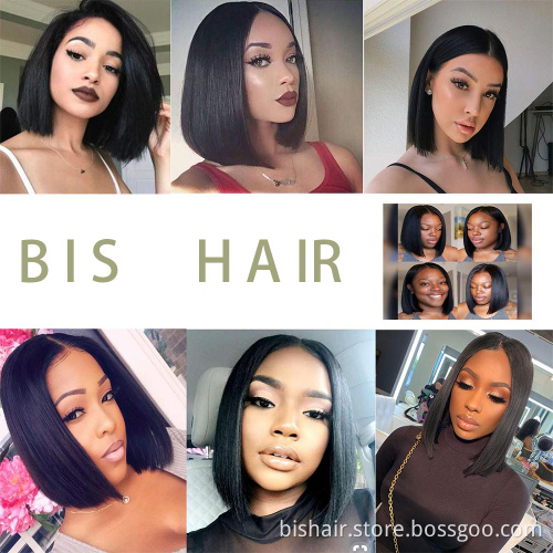 Wholesale 13x4 Lace Brazilian human hair bob wig short bob wig for black women pre plucked virgin hair lace wig with baby hair